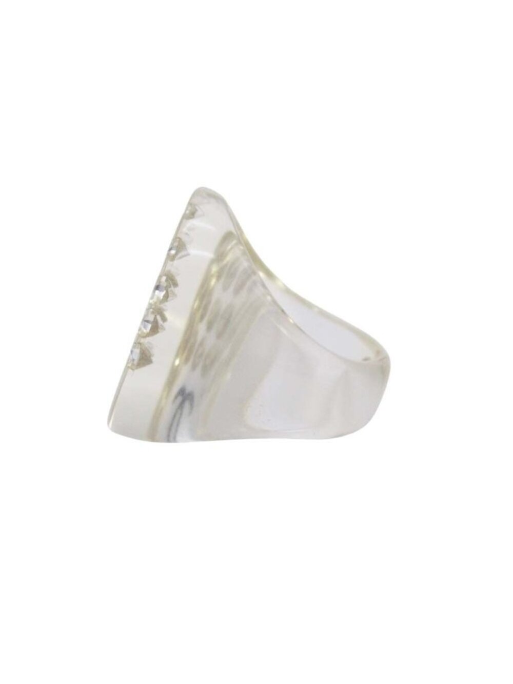 Chanel Vintage Line Stone CC Logo Clear Round Ring Transparent - Picture 4 of 9